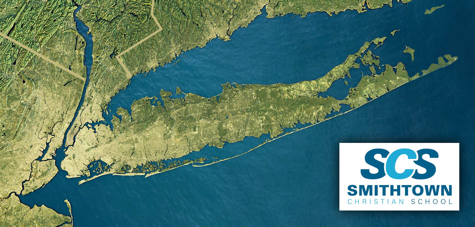Satellite view of Long Island, New York with 