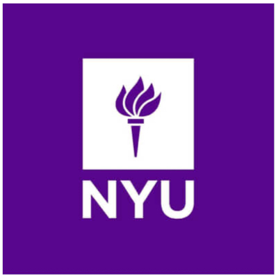 NYU logo featuring a white torch inside a square with the letters 